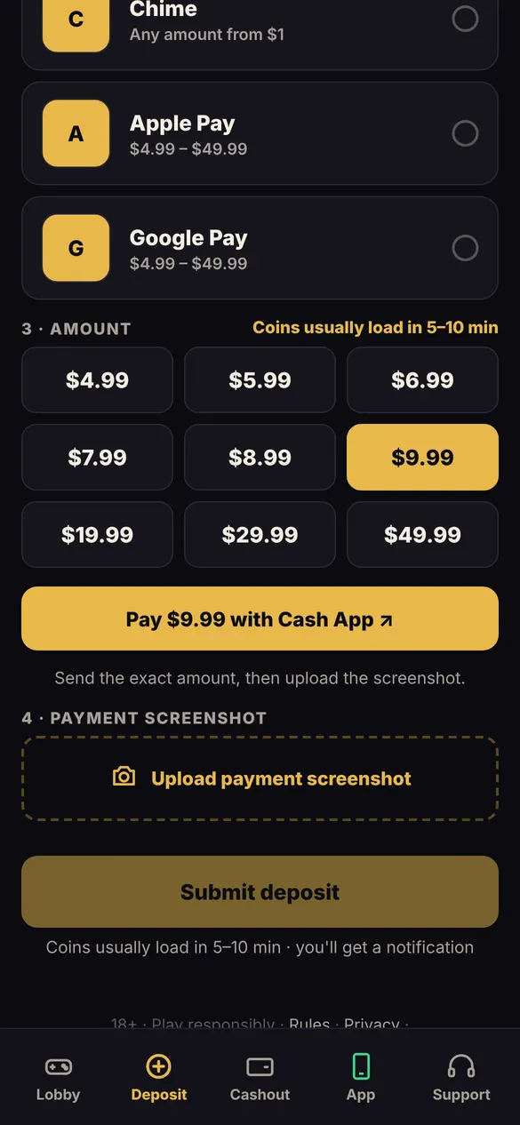 Pick an amount and pay